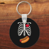 Halloween Funny Skeleton Ribcage Hotdog Food Lover Schlüsselanhänger (Vorderseite)