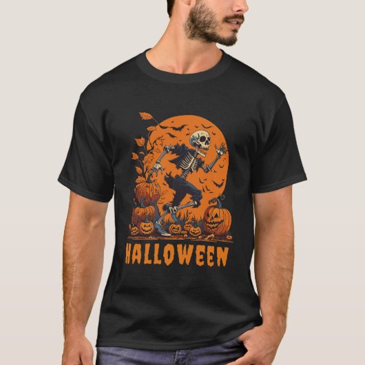 Halloween Funny & Sspoky Skelett T-Shirt (Vorderseite)