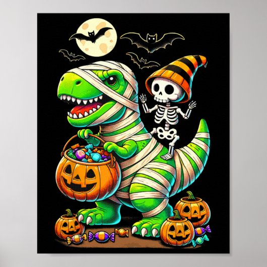 Halloween Funny T Rex Dinosaur Mummy Boys Trick Tr Poster (Vorne)