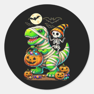 Halloween Funny T Rex Dinosaur Mummy Boys Trick Tr Runder Aufkleber