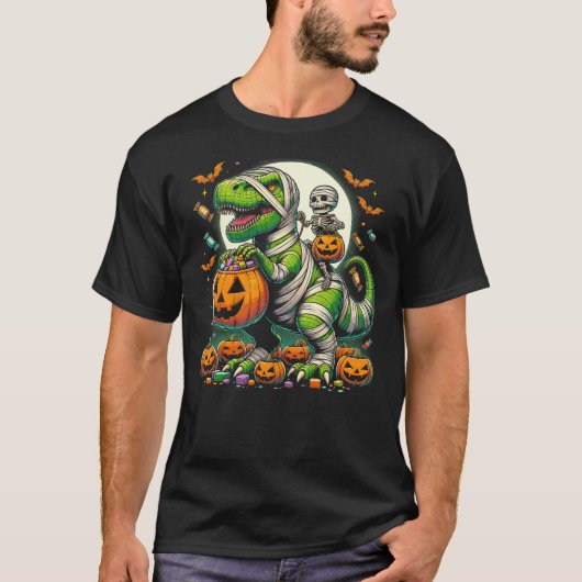 Halloween Funny T Rex Dinosaur Mummy Boys Trick Tr T-Shirt (Vorderseite)