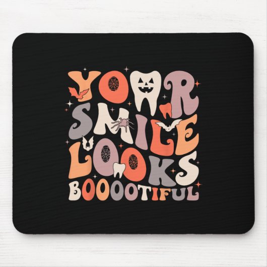 Halloween Funny Teeth Dentist Ghost Your Smile Loo Mousepad (Vorne)