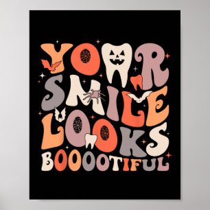 Halloween Funny Teeth Dentist Ghost Your Smile Loo Poster
