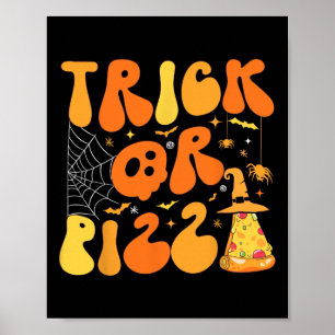 Halloween Funny Trick oder Pizza Beängstigend Ghos Poster