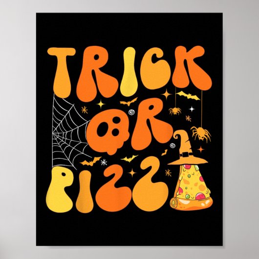 Halloween Funny Trick oder Pizza Beängstigend Ghos Poster (Vorne)