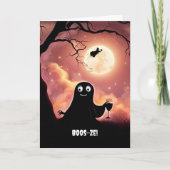 Halloween Funny Wine mit Ghost und Hexenschuh Karte (Vorderseite)