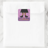 Halloween Funny Witch Legs Quadratischer Aufkleber (Tasche)