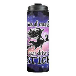 Halloween Funny Witz Riding Broom Thermosbecher