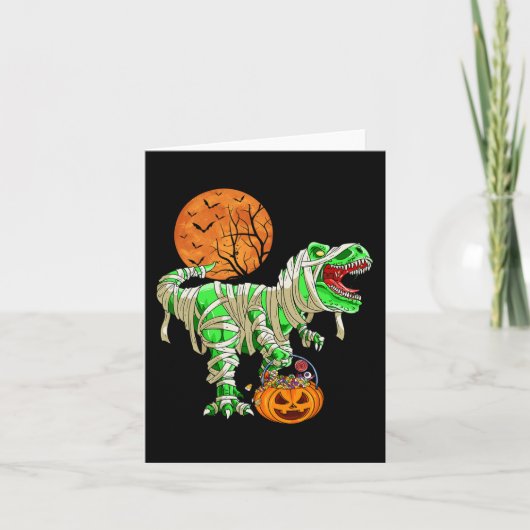 Halloween für Boys Men Dinosaur T-rex Mummy Pumpk Karte (Vorderseite)