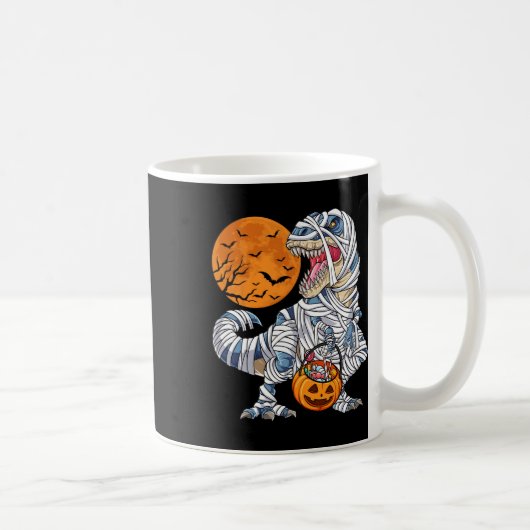 Halloween für Boys Men Dinosaur T Rex Mummy Pumpki Kaffeetasse (Rechts)