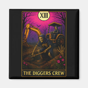 Halloween für Friedhofsarbeiter Bagger Truck Bau Magnet