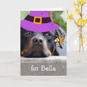 Halloween für Großtochter Rottweiler und Spider Karte (Gelbe Blume)