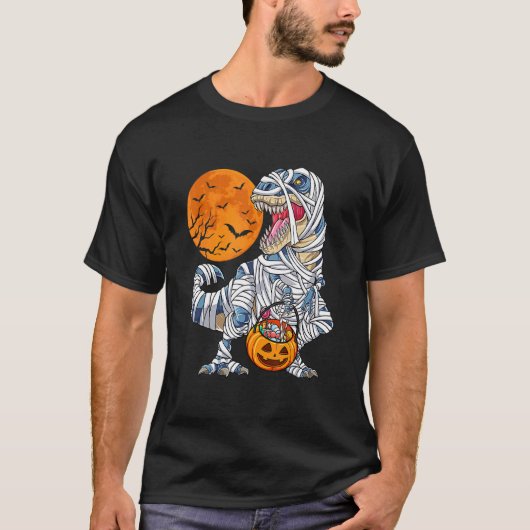 Halloween für Jungs Männer Dinosaur Rex Mummy Pump T-Shirt (Vorderseite)