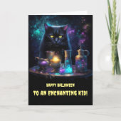 Halloween für Kinder Niedliche Schwarze Katze-Magi Karte (Vorderseite)