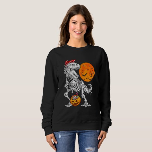 Halloween Für Mädchen Kinder Dinosaur Skeleton T R Sweatshirt (Vorne ganz)