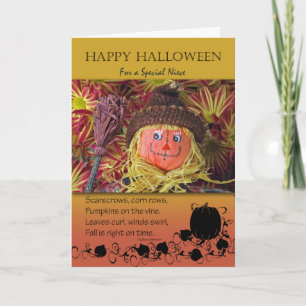Halloween für Niece Scarecrow und Gedicht Karte