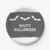 Halloween für Schwarz-weiße Wasserfarben Pappteller (Vorderseite)