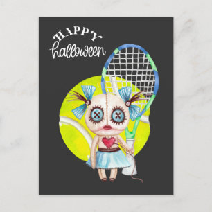 Halloween für Tennisspieler mit Schläger Feiertagspostkarte