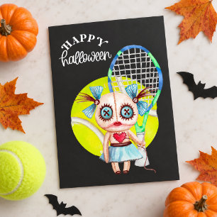 Halloween für Tennisspieler mit Schläger Feiertagspostkarte