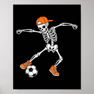 Halloween-Fußball-Skelett-Fußball-Streich-oder-Beh Poster