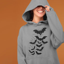 Halloween Galaxy Bats and Stars Hoodie