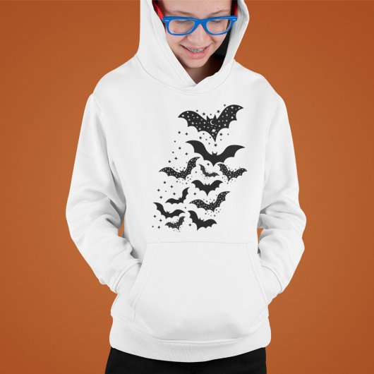 Halloween Galaxy Bats and Stars Hoodie