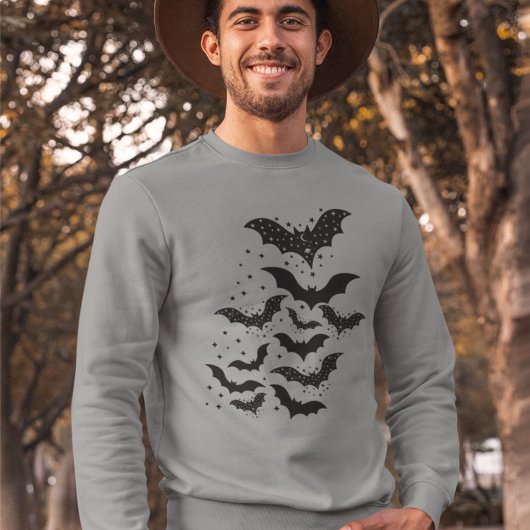 Halloween Galaxy Bats and Stars Sweatshirt