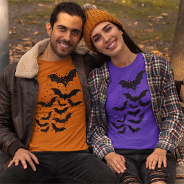 Halloween Galaxy Bats and Stars T-Shirt