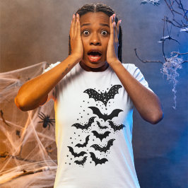 Halloween Galaxy Bats and Stars Tri-Blend Shirt