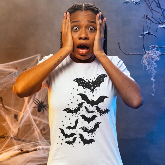 Halloween Galaxy Bats and Stars Tri-Blend Shirt
