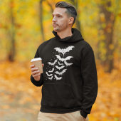 Halloween Galaxy White Bats and Stars Hoodie