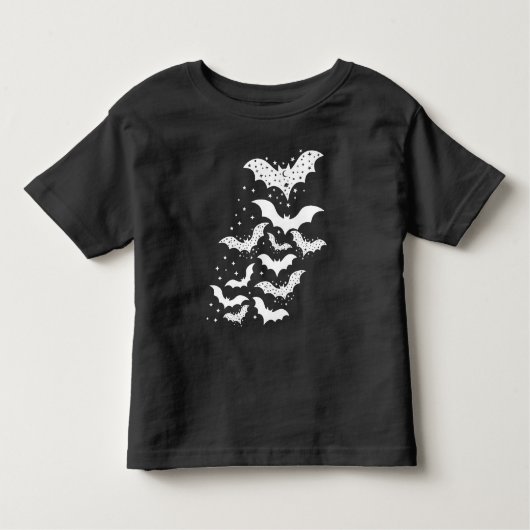 Halloween Galaxy White Bats and Stars Kleinkind T-shirt (Vorderseite)