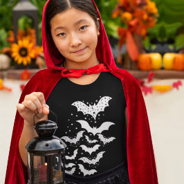 Halloween Galaxy White Bats and Stars T-Shirt