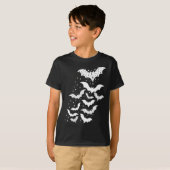 Halloween Galaxy White Bats and Stars T-Shirt (Vorne ganz)