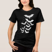 Halloween Galaxy White Bats and Stars Tri-Blend Shirt (Vorderseite)