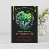 Halloween Gamer Geburtstagsparty Einladung (Stehend Vorderseite)