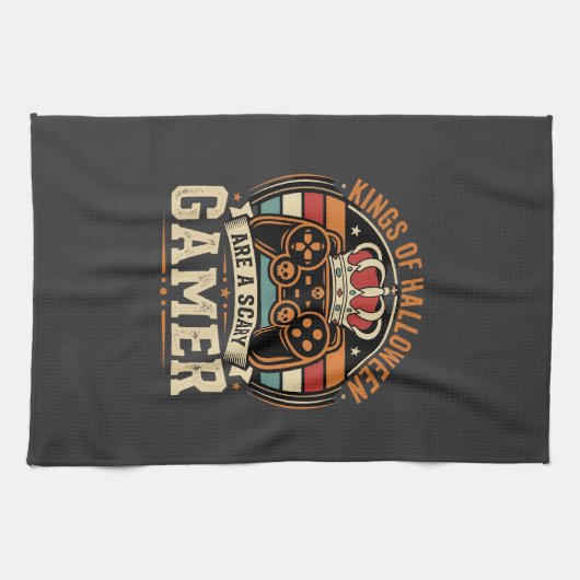 Halloween Gamer King Retro-Controller-Design Geschirrtuch (Horizontal)
