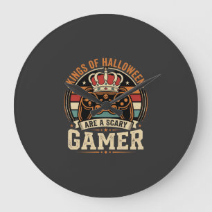 Halloween Gamer King Retro-Controller-Design Große Wanduhr