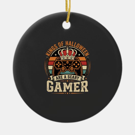 Halloween Gamer King Retro-Controller-Design Keramik Ornament (Vorne)