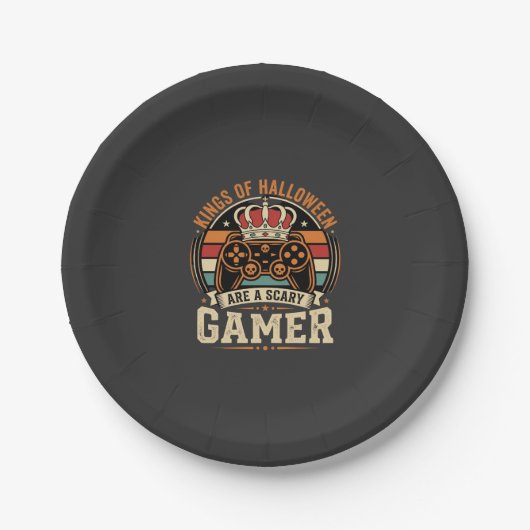 Halloween Gamer King Retro-Controller-Design Pappteller (Vorderseite)