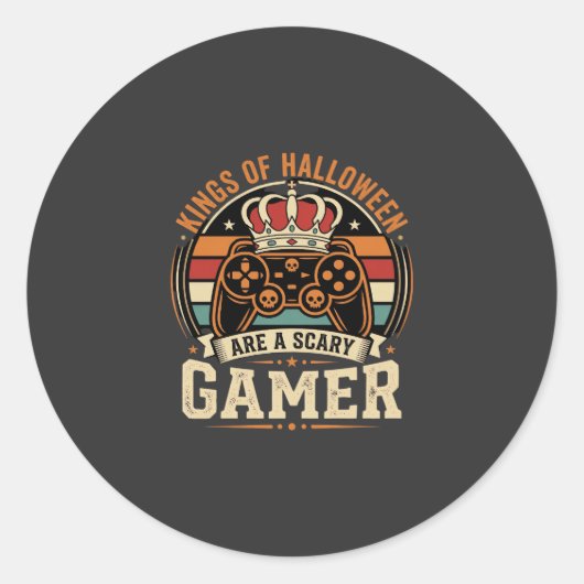 Halloween Gamer King Retro-Controller-Design Runder Aufkleber (Vorderseite)