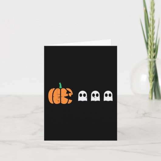 Halloween Gamer Pumpkin Eating Ghost Costume Men B Karte (Vorderseite)