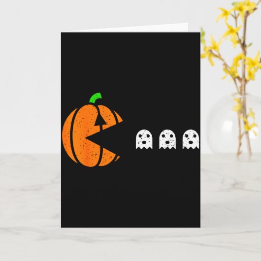 Halloween Gamer Pumpkin Eating Ghost Costume Men B Karte (Gelbe Blume)
