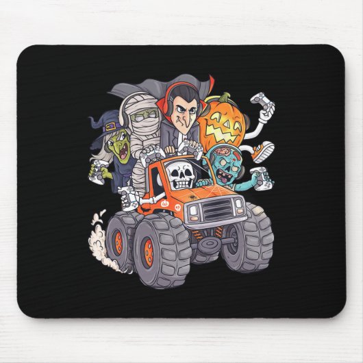 Halloween Gamer Skeleton Zombie Monster Truck Boys Mousepad (Vorne)