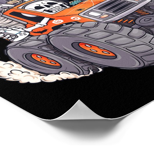 Halloween Gamer Skeleton Zombie Monster Truck Boys Poster (Ecke)