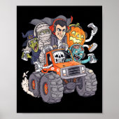 Halloween Gamer Skeleton Zombie Monster Truck Boys Poster (Vorne)