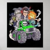 Halloween Gamer Skeleton Zombie Monster Truck Boys Poster (Vorne)
