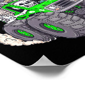 Halloween Gamer Skeleton Zombie Monster Truck Boys Poster (Ecke)