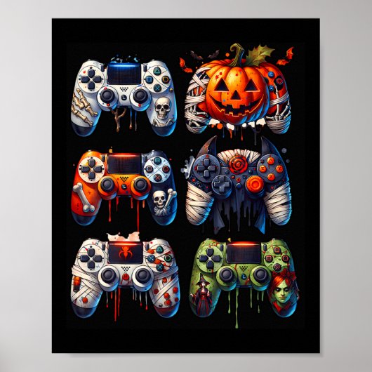 Halloween Gaming Controller Mummy Skeleton Zombie Poster (Vorne)