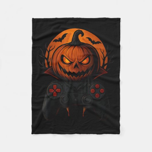 Halloween Gaming Controller Soky Pumpkin Gamer Boy Fleecedecke (Vorderseite)